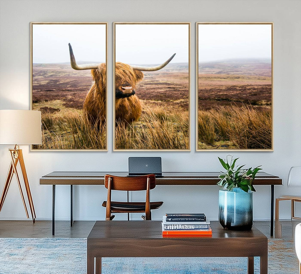Scottish Highland Cow Cattle Art Print Farmhouse Wall Art
