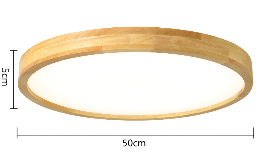 Nordic Solid Wood Round Ultra Thin LED Flush Mount Ceiling Light 18W