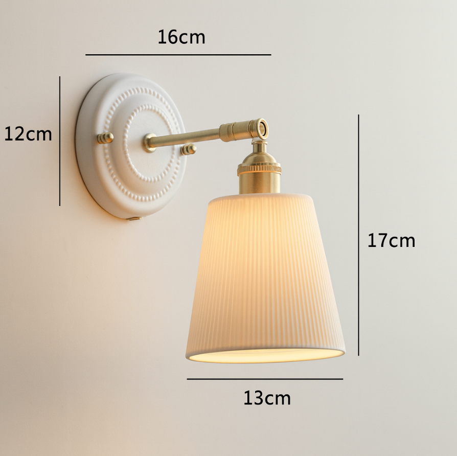 Vintage Japanese Ceramic Brass Wall Light E27 Hardwired