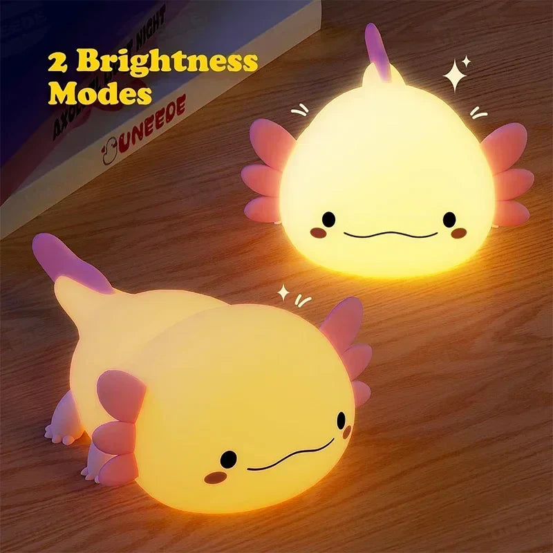 Axolotl Night Light Silicone Baby Night Lamp Touch Control USB Rechargeable Nursery