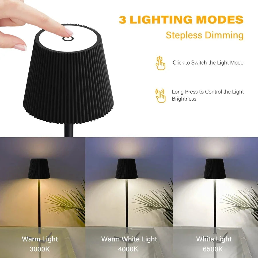 Modern Stripe LED Table Lamp USB Wireless Charging Touch Dimmable Bedside Light