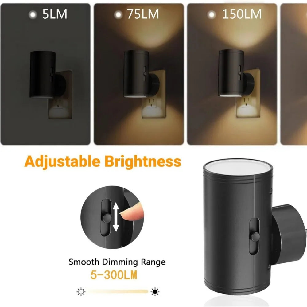 Dimmable LED Night Light with Sensor 1/2/4Pack Plug-In Wall Light for Bedroom