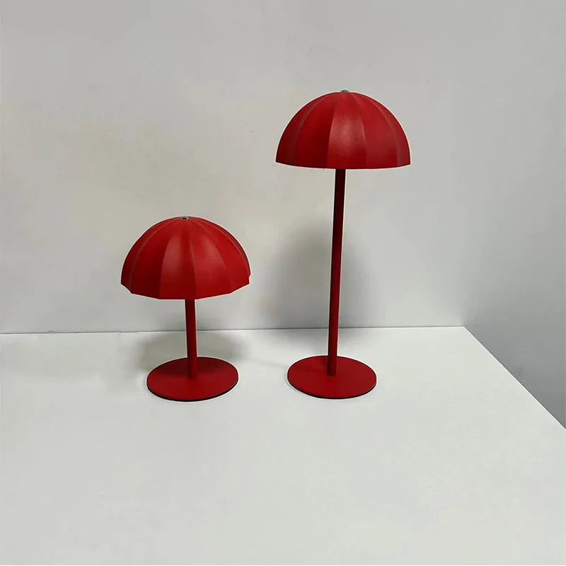 LED Metal Table Lamp Rechargeable Touch Dimmable Desk Lamp Umbrella Shade