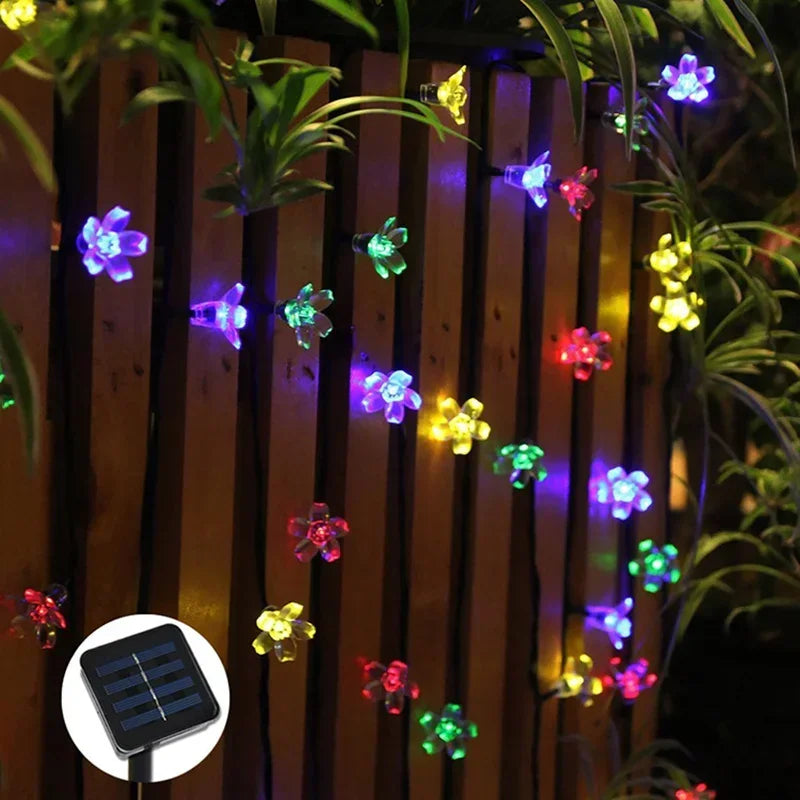 5M 20LED Solar String Lights Cherry Flower Outdoor Waterproof Battery Garden Party
