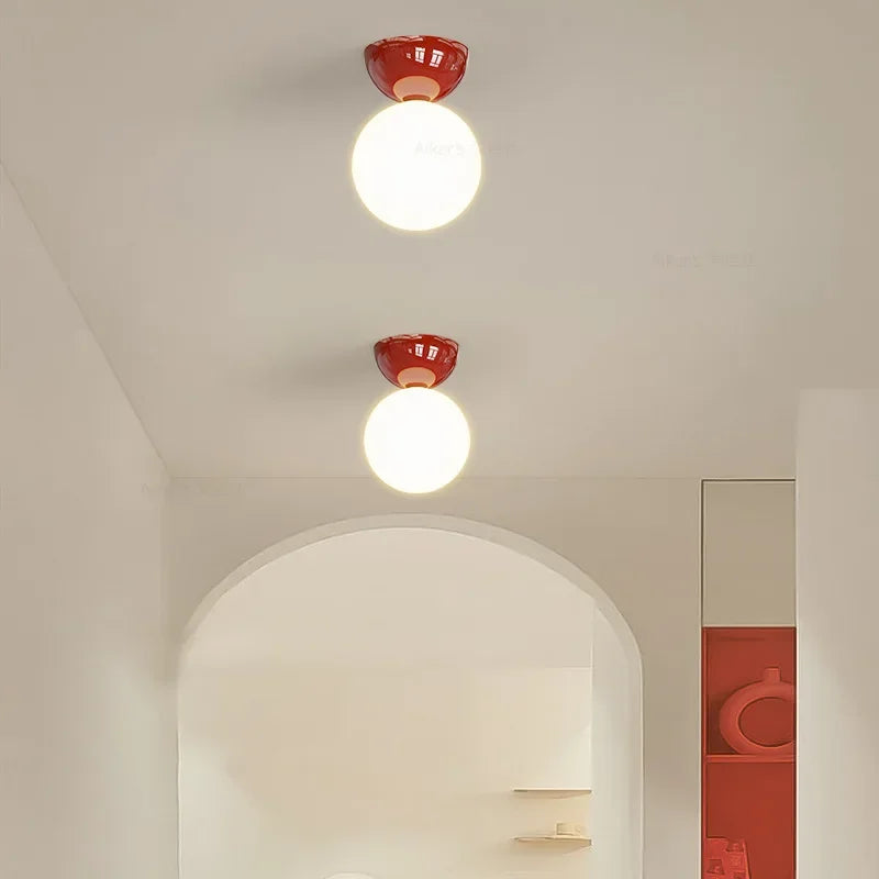 Bauhaus Dome Ceiling Light Cream Flush Mount Lamp for Hallway Balcony Entryway