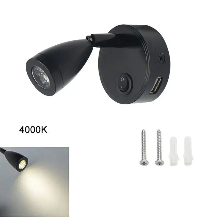 LED RV Reading Light 12V/24V with USB Port – Camper, Boat, Trailer Interior Lamp