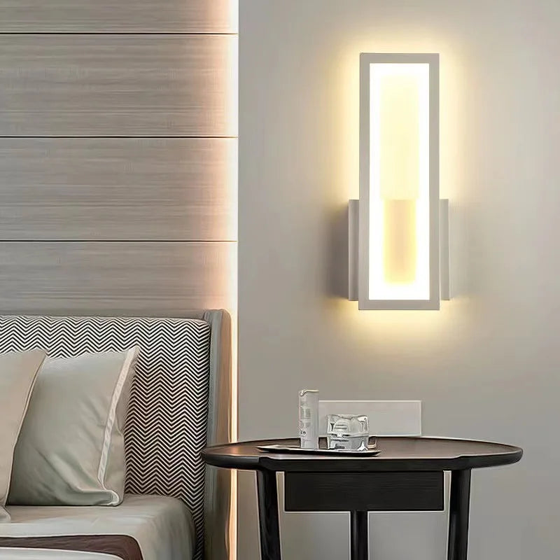 Modern Minimalist LED Wall Lamp – Black White Light for Bedroom & Living Room