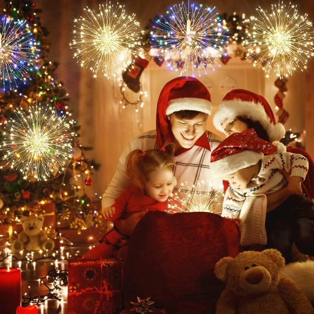 LED Firework Fairy Lights Copper Wire Starburst 8 Modes Remote Outdoor Decor