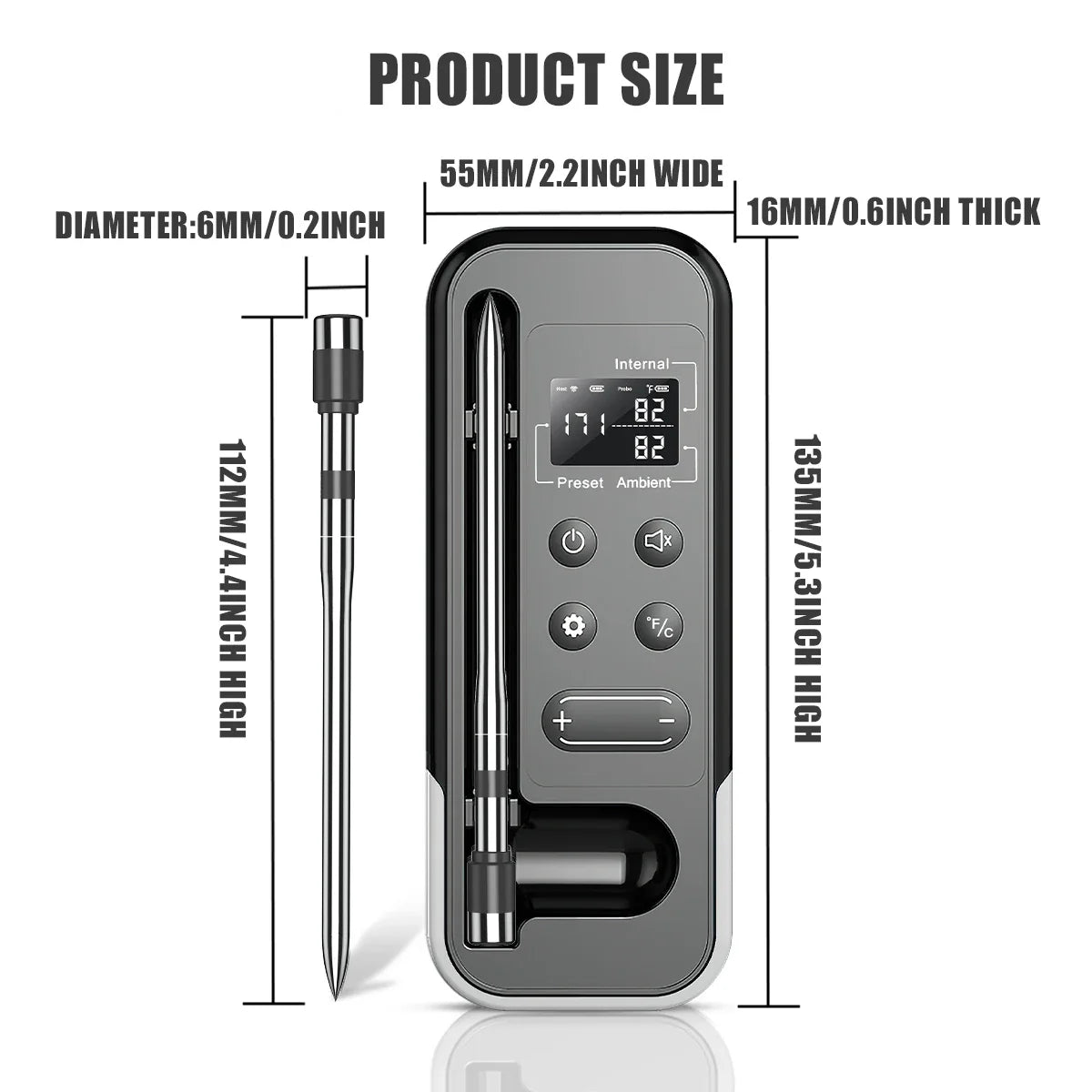 Smart Bluetooth BBQ Meat Thermometer Wireless Probe Grill Oven Alarm