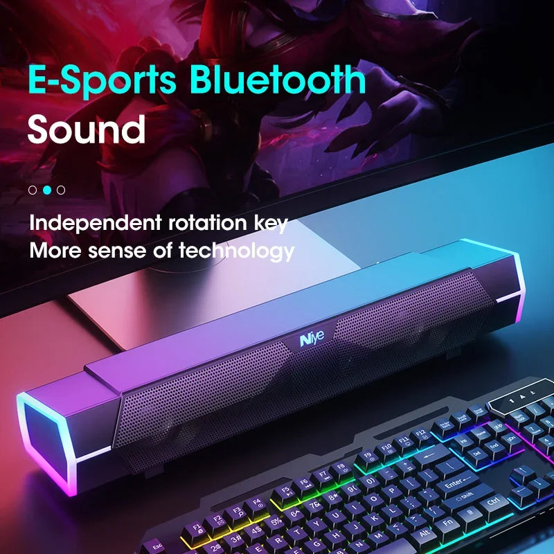 4D Computer Speakers Bluetooth 5.0 Stereo Soundbar Subwoofer for PC Laptop