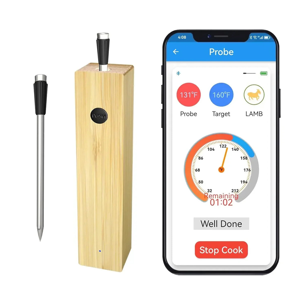 Wireless Bluetooth Meat Thermometer Digital BBQ Grill Oven Steak Cooking