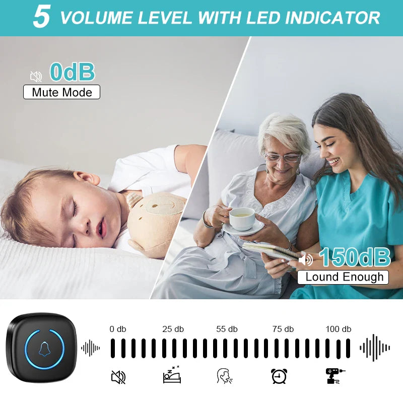 Wireless Smart Doorbell 300M Range Plug In 60 Melodies Welcome Chime