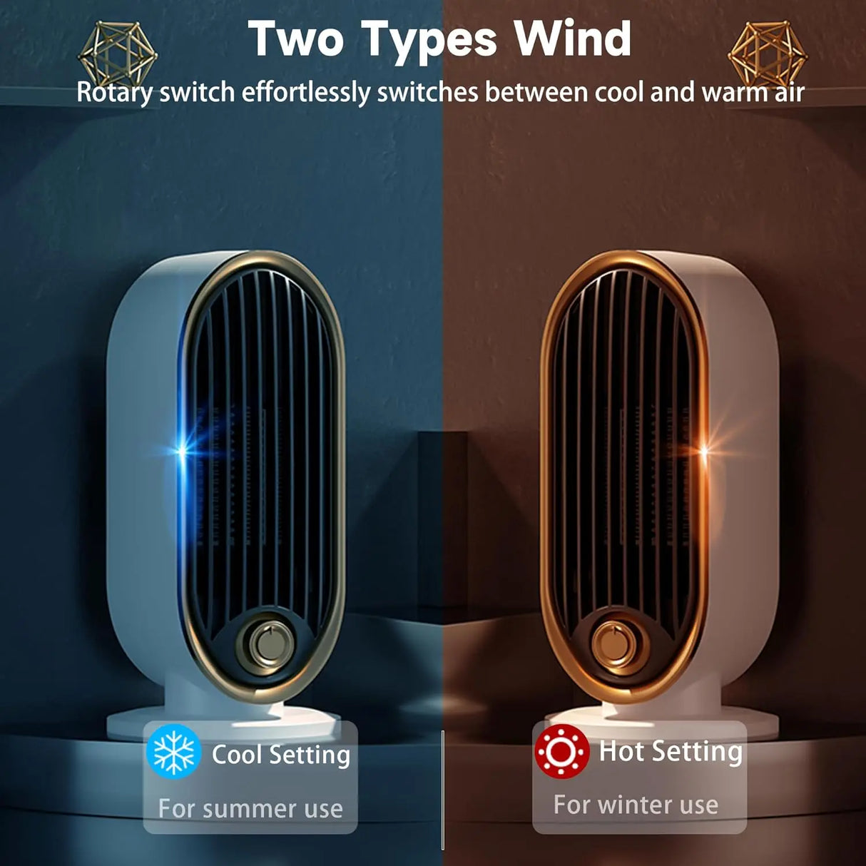 800W Portable Space Heater Fast Heating with Thermostat Tip-Over Protection