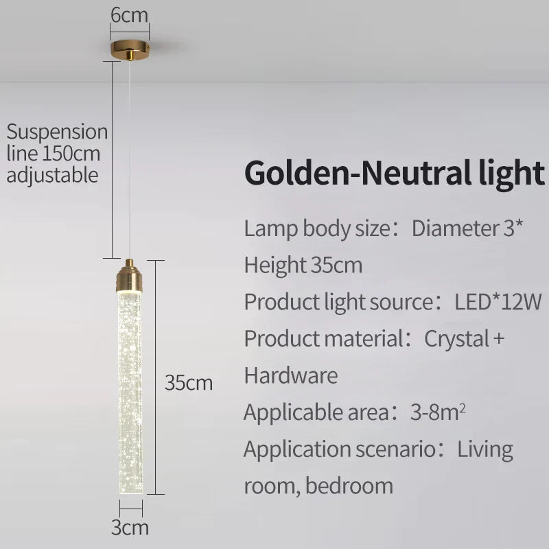 Luxury Crystal Pendant Light Gold Fixtures Hanging Lamp for Living Room Bedroom