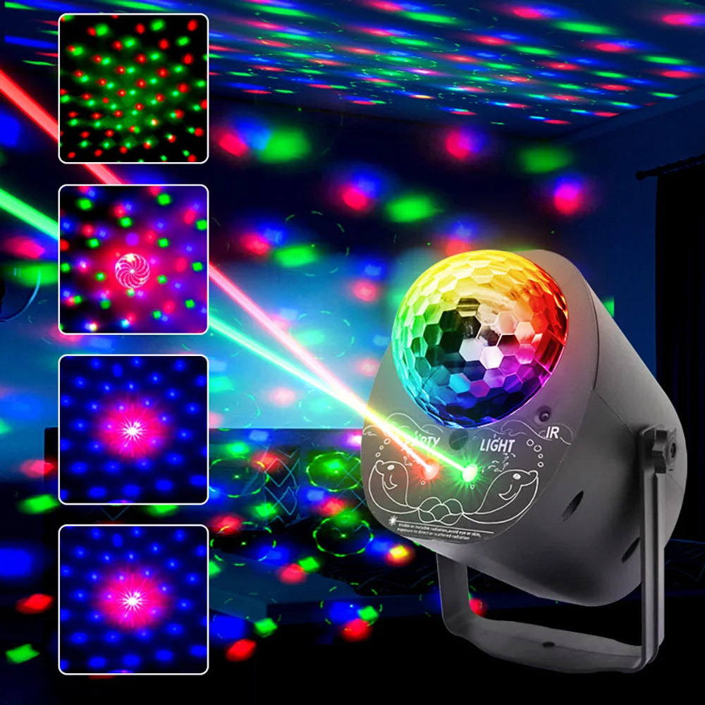 3-in-1 DJ Disco Party Light Sound Activated Strobe Pattern Projector Lamp