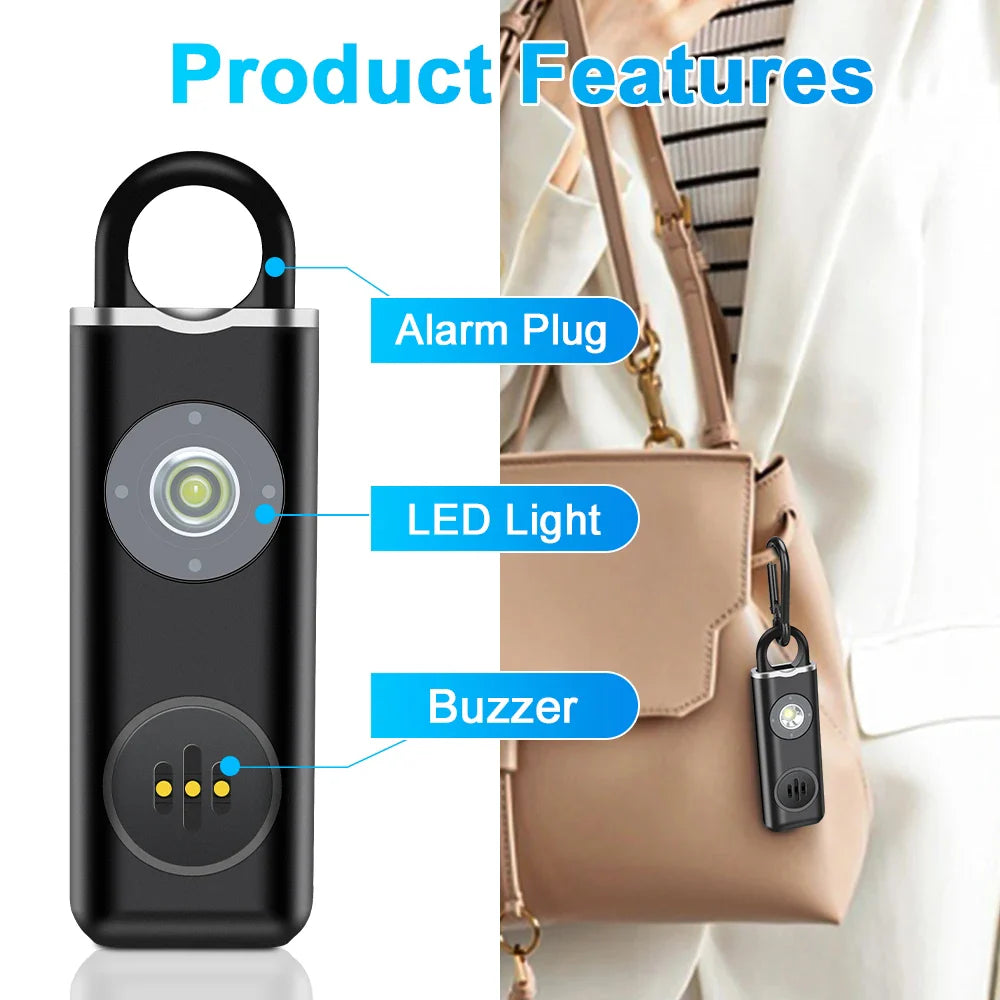 Personal Safety Alarm for Women Children Elderly 130dB Loud Rechargeable Keychain