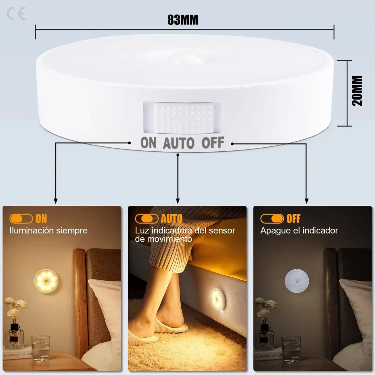 Motion Sensor Magnetic LED Night Light USB Rechargeable Wireless Closet Cabinet Lamp