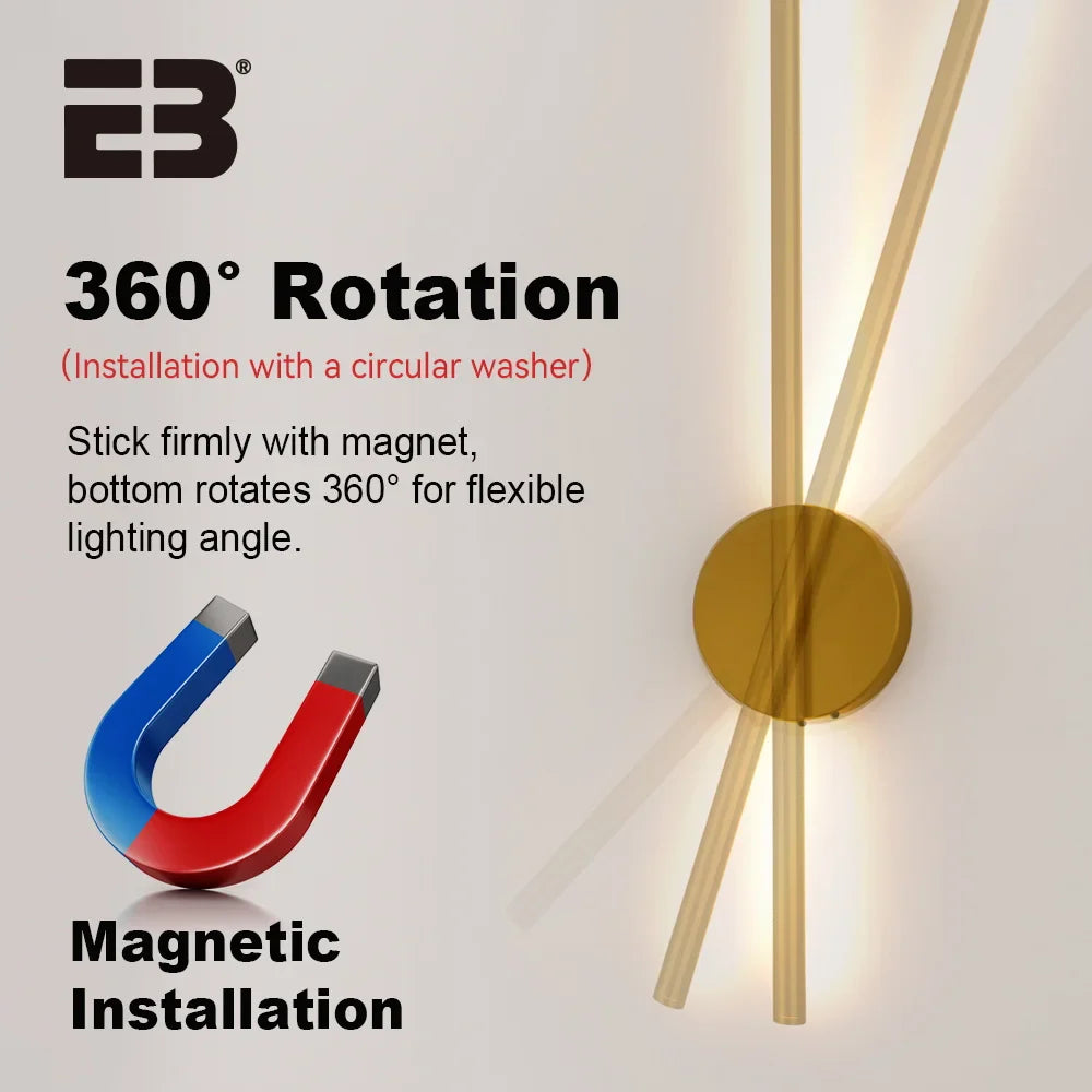 Wireless LED Wall Sconces 2 Pack USB Rechargeable Battery Gold Indoor Light