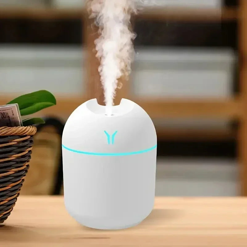 Compact USB Aroma Diffuser Humidifier with LED Night Light for Home and Car Use