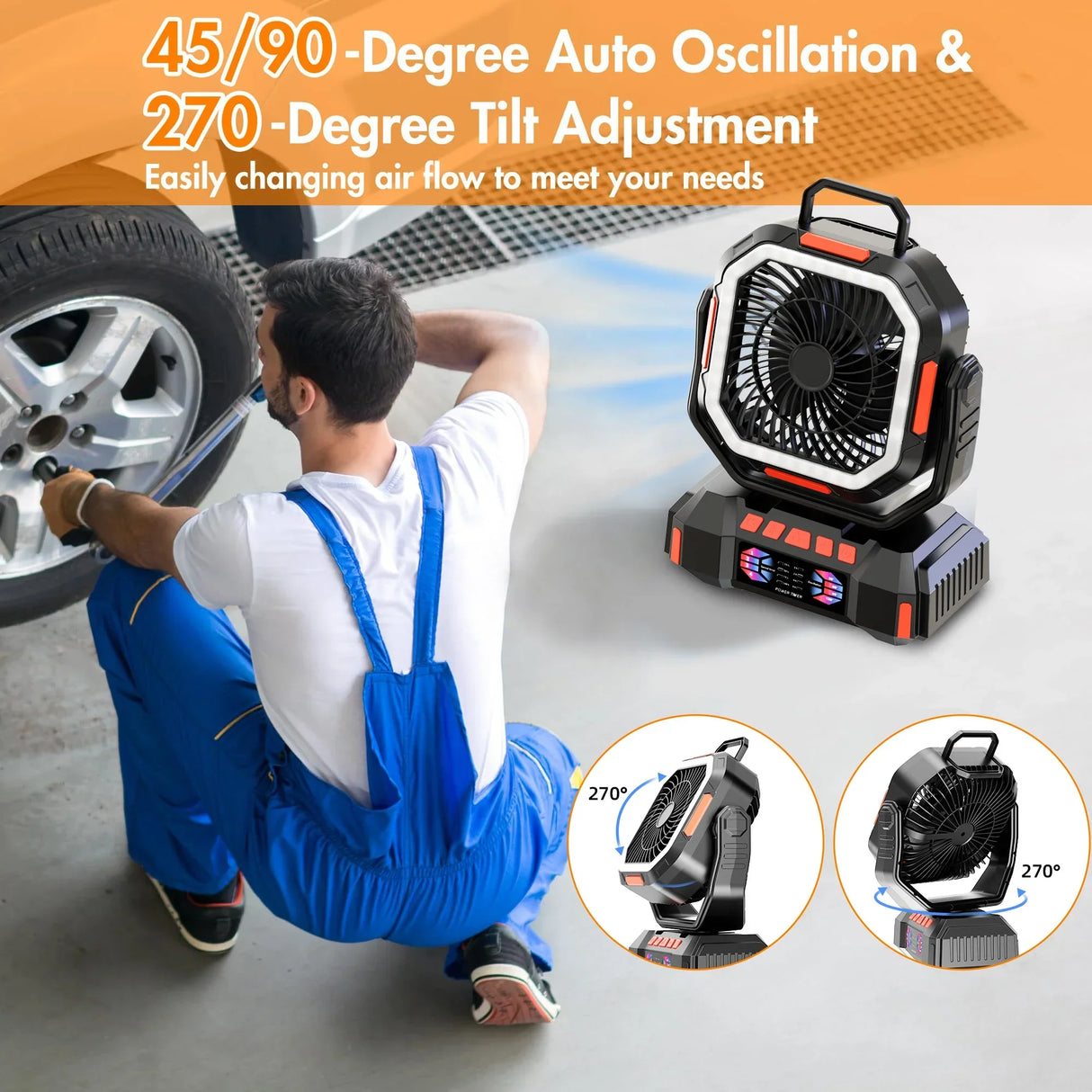 Camping Fan 40000mAh Rechargeable with LED Light Power Bank