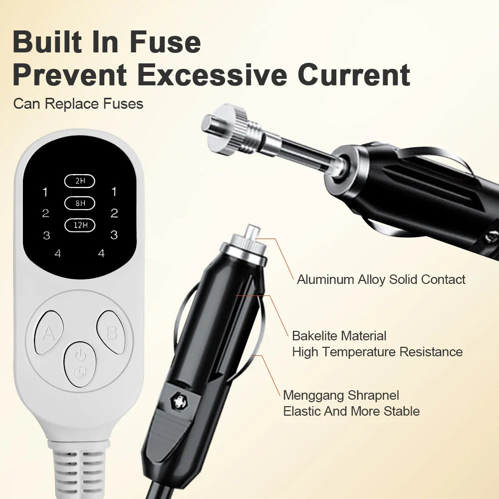 12V Car Electric Heated Blanket Energy Saving Warm Throw for Truck RV SUV