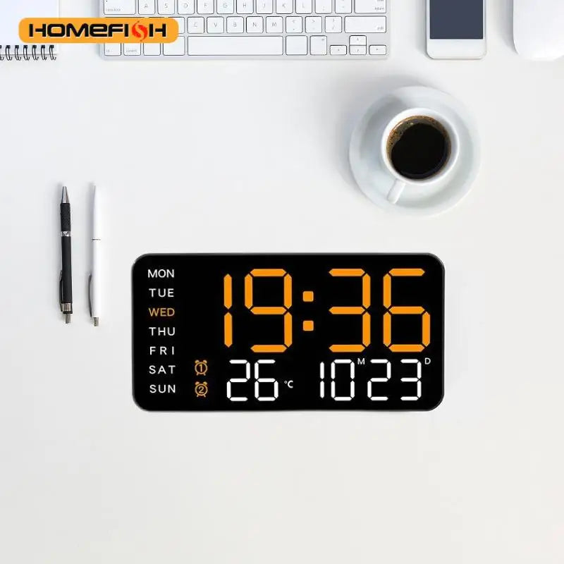 Giant Digital Wall Clock with Temperature Date Time Smart Home LED Display
