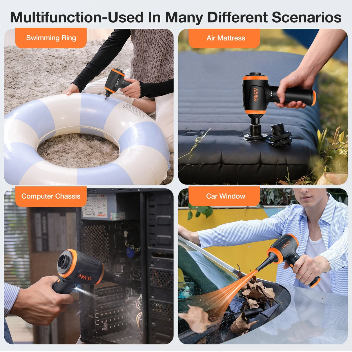 MECO 4-in-1 Air Duster – 110000RPM Electric Keyboard & PC Cleaner with LED