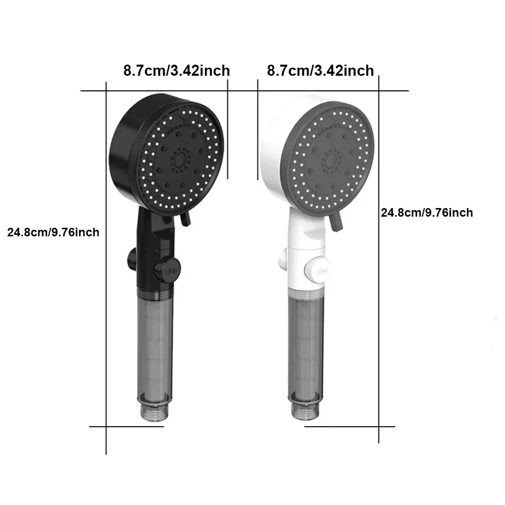 High Pressure Water Saving Shower Head Handheld with 10 Spray Modes Filter Nozzle