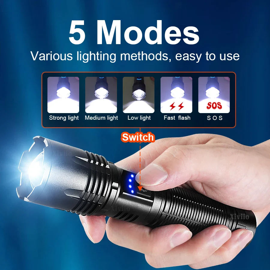 Ultra Bright Rechargeable LED Flashlight Tactical Torch Outdoor Camping