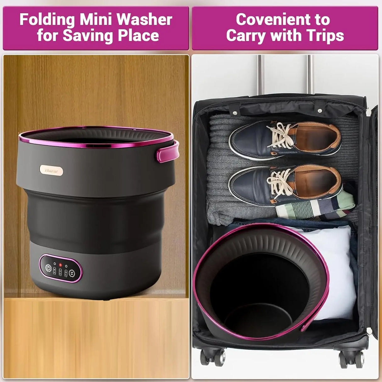 Portable 13L Mini Washing Machine Foldable with Spin Basket 4 Modes for Baby Clothes