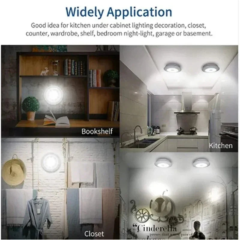 Dimmable LED Under Cabinet Light Remote Battery Operated Closet Night Lamp