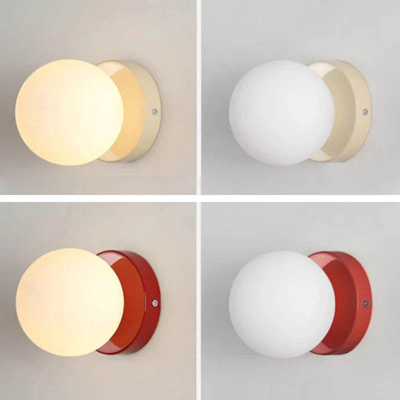 Nordic Glass LED Wall Lamp Orb Sconce for Bedroom Hallway Staircase