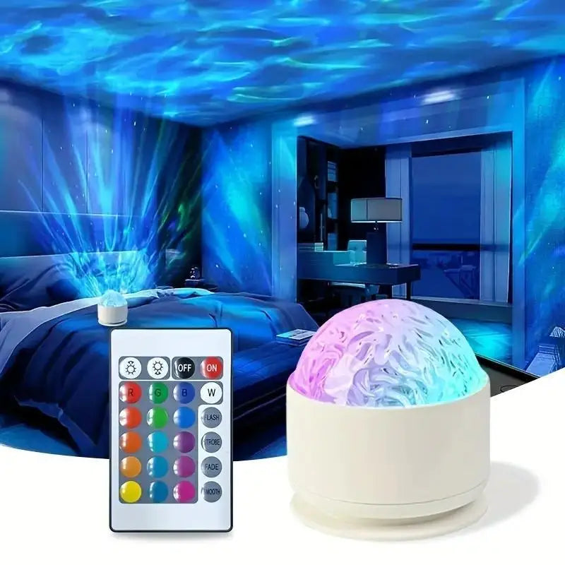Aurora Projector Galaxy Night Light 16 Color 360 Rotating Water Ripple RGB USB Lamp