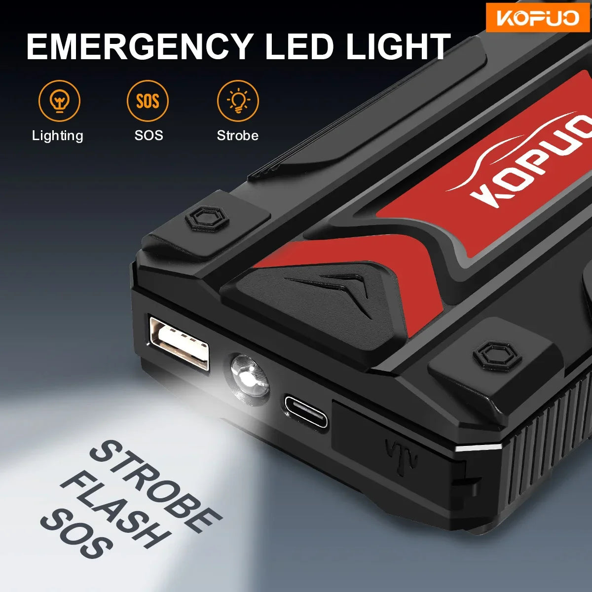 2000A Car Jump Starter 12V Portable Battery Booster Fast Charge LED Light