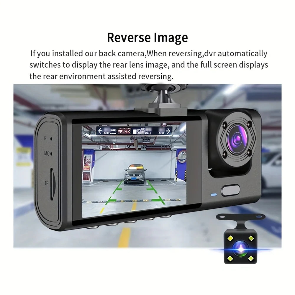 1080P Dash Cam with IR Night Vision and 3-Channel Recording