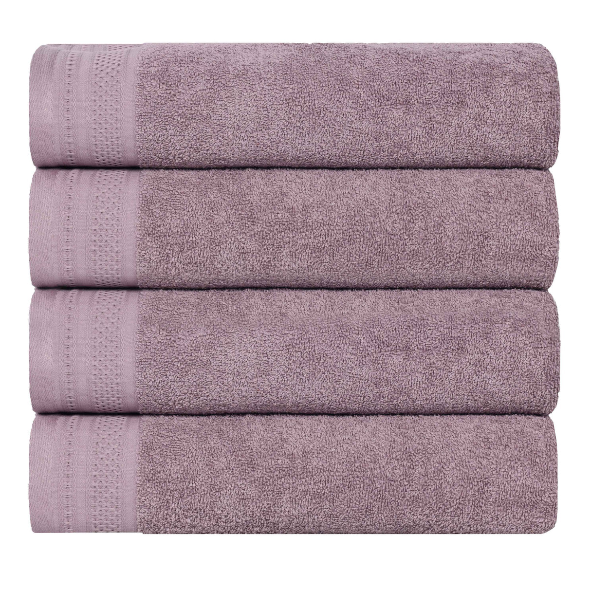Honeycomb Textured Waffle Border Cotton Bath Towels, Set of 4 - Bath Towel by Superior Brand