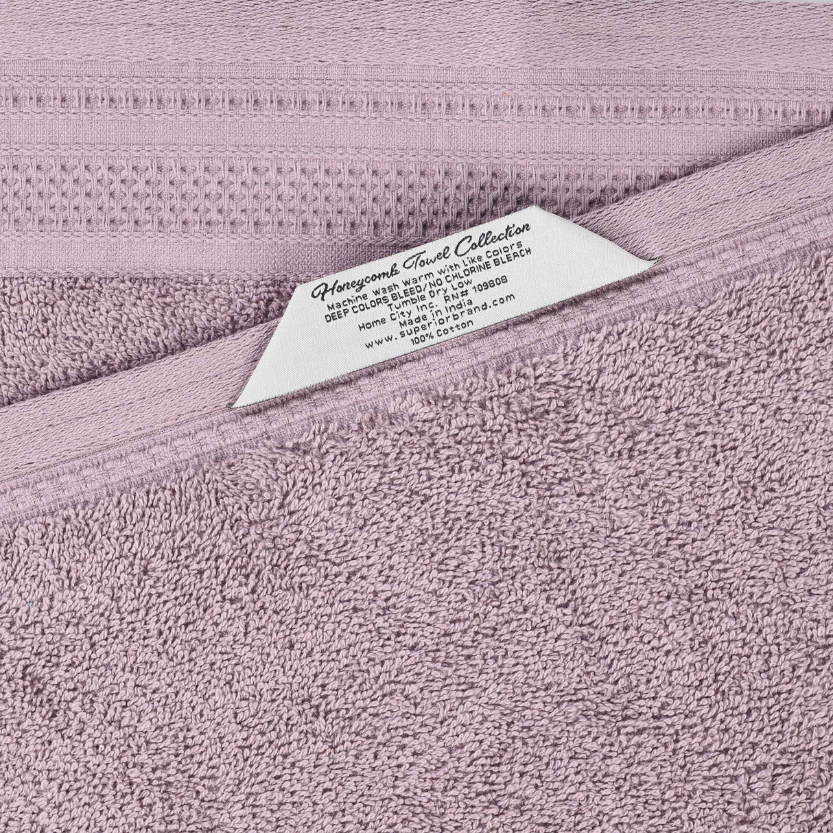 Honeycomb Textured Waffle Border Cotton Bath Towels, Set of 4 - Bath Towel by Superior Brand