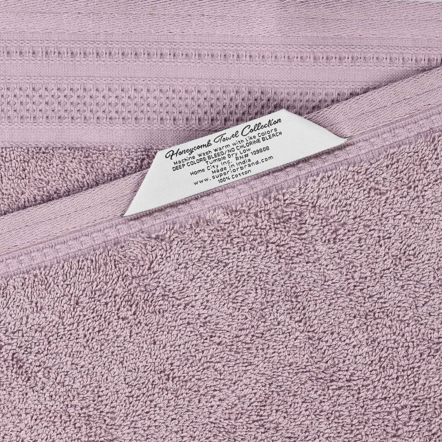 Honeycomb Textured Waffle Border Cotton Bath Towels, Set of 4 - Bath Towel by Superior Brand