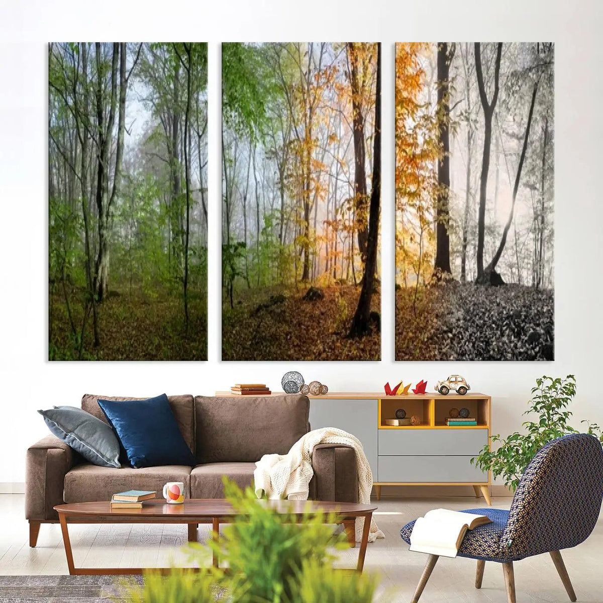 Seasonal Forest Canvas Wall Art Print - Changing Seasons in