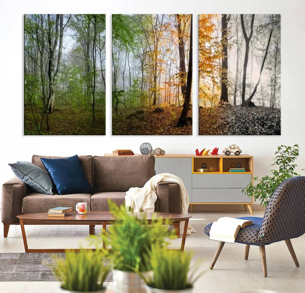 Seasonal Forest Canvas Wall Art Print - Changing Seasons in
