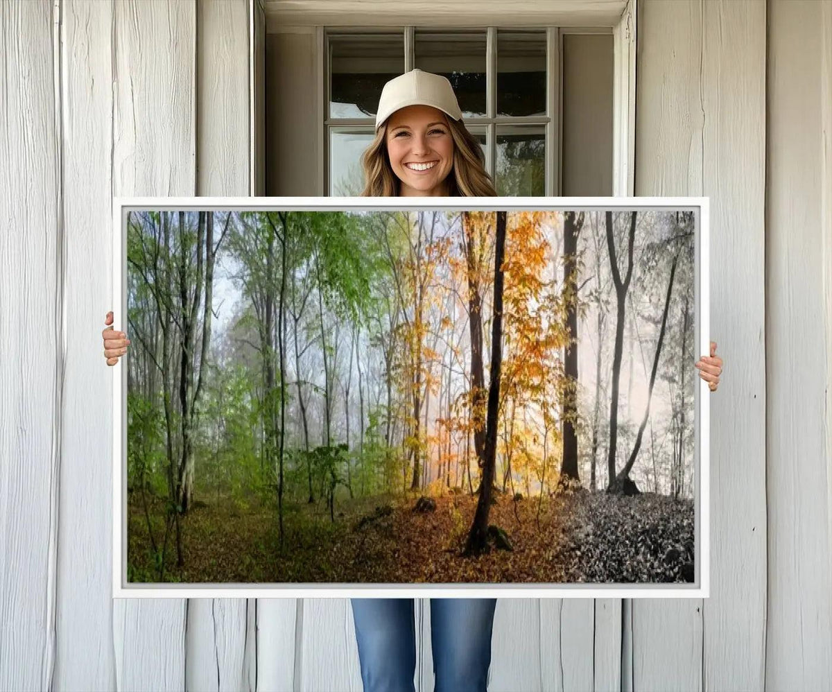 Seasonal Forest Canvas Wall Art Print - Changing Seasons in