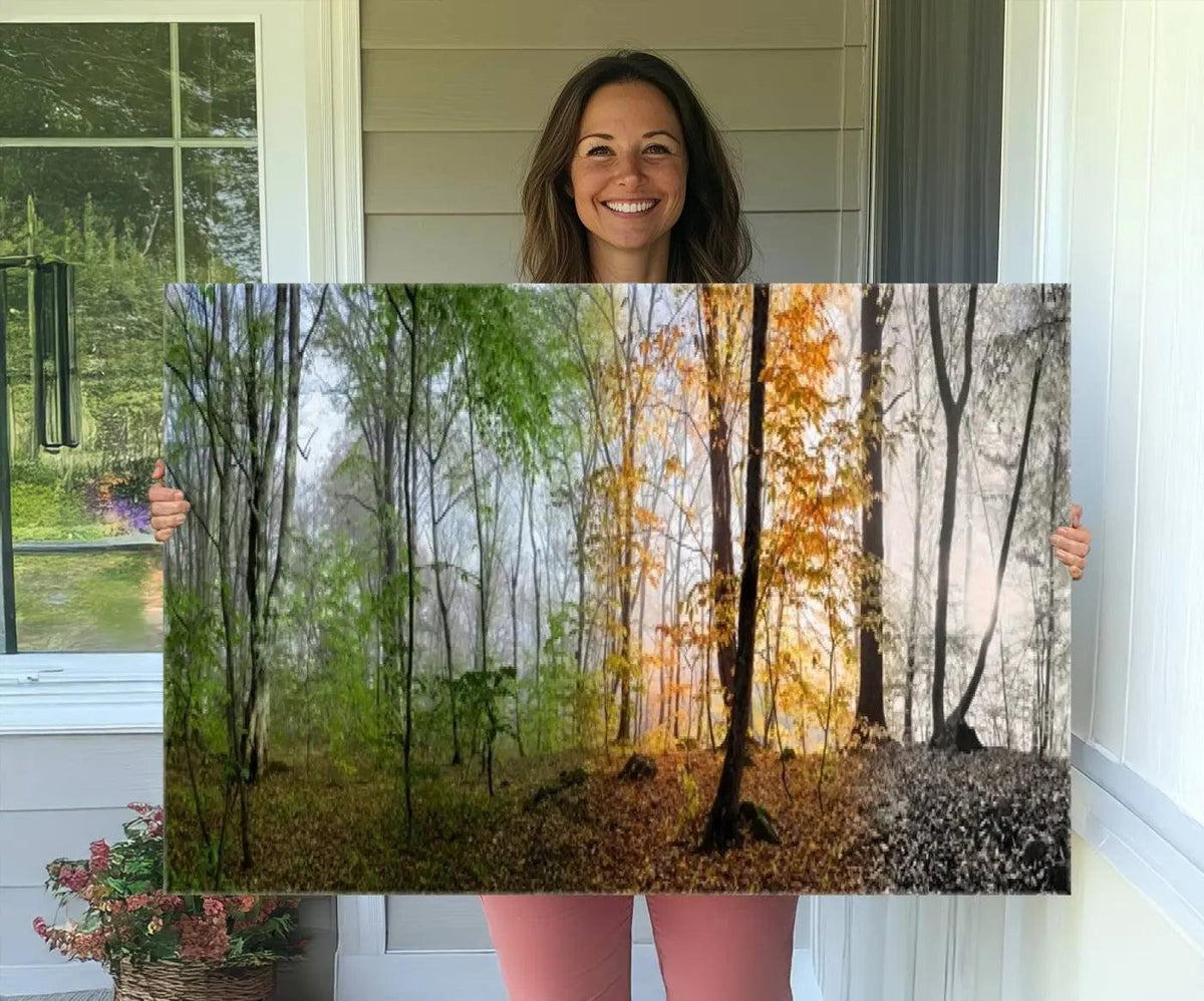 Seasonal Forest Canvas Wall Art Print - Changing Seasons in