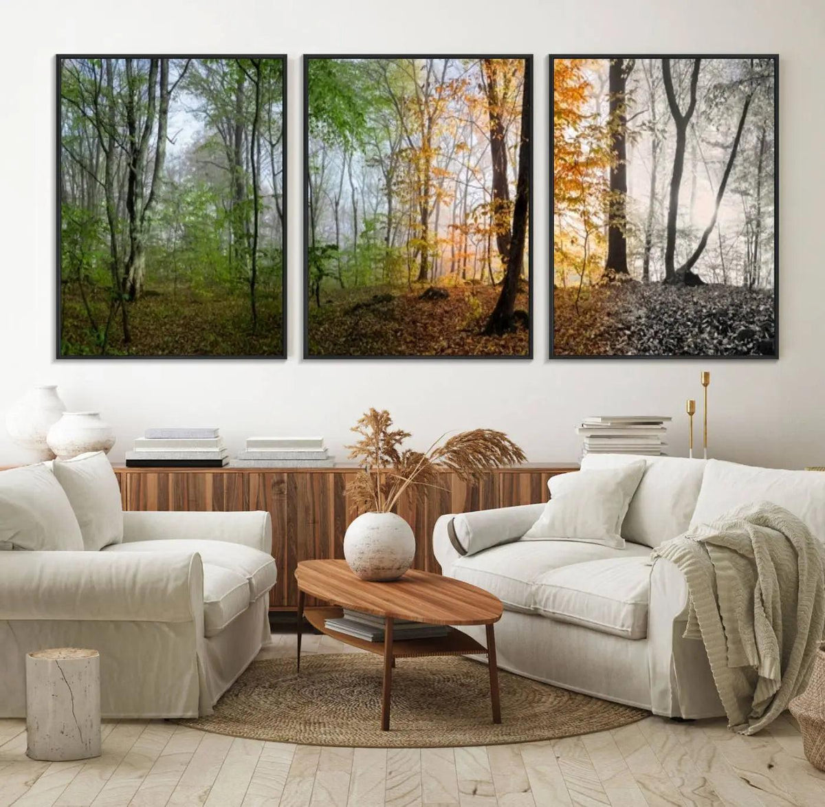 Seasonal Forest Canvas Wall Art Print - Changing Seasons in