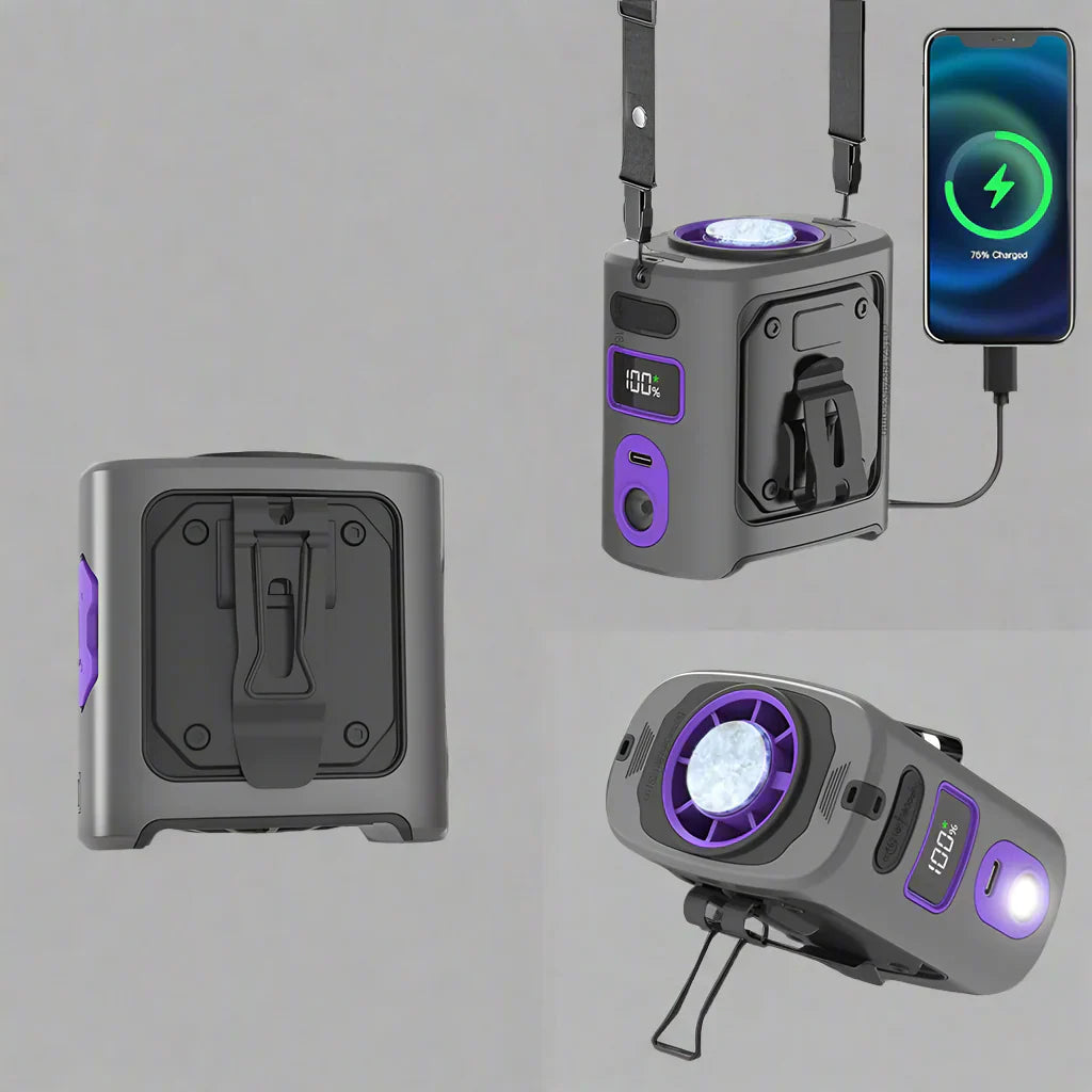 Portable Waist Fan 8000mAh Semiconductor Cooling 100-Speed