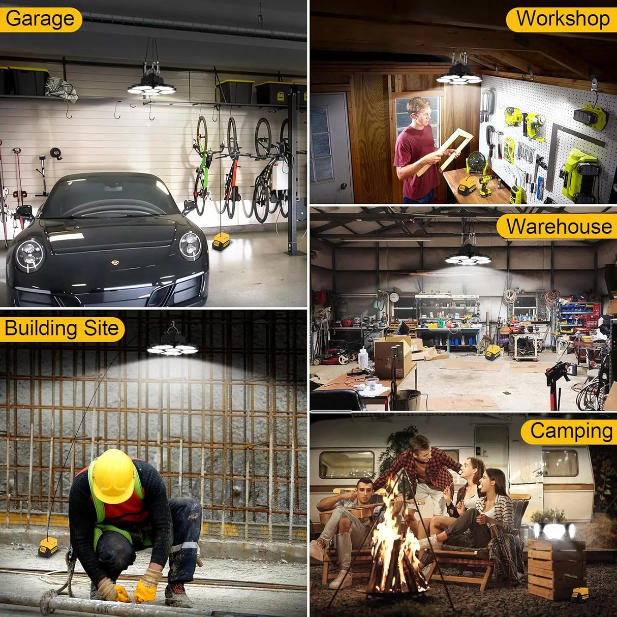 Battery Operated LED Work Light 20V Outdoor Camping Garage Emergency Floodlight