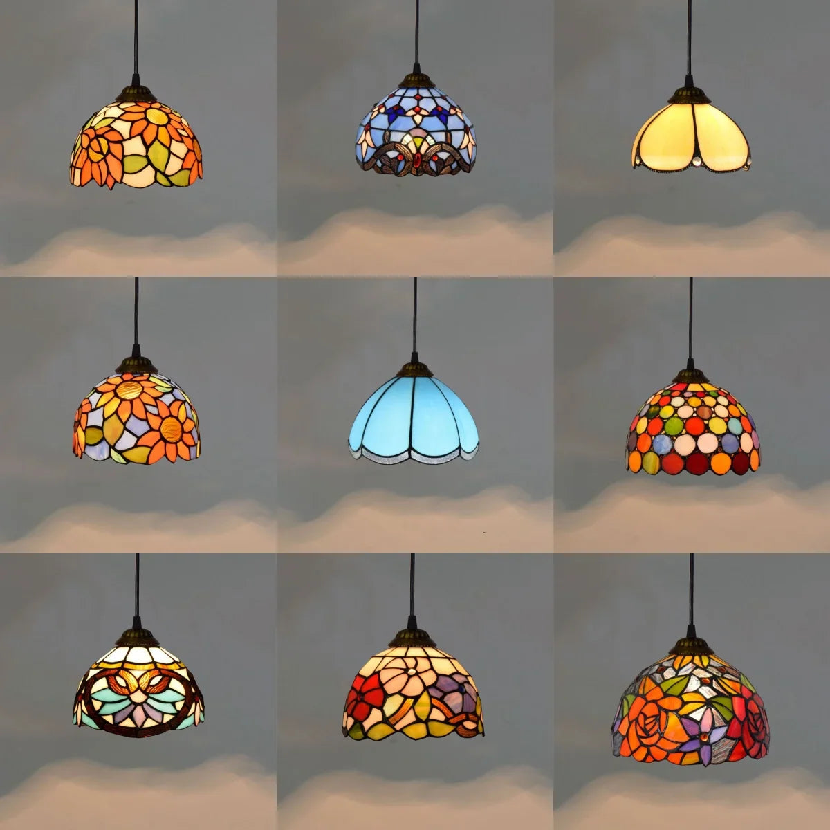European Stained Glass Pendant Light 20cm Hanging Lamp Dining Bedroom Decor