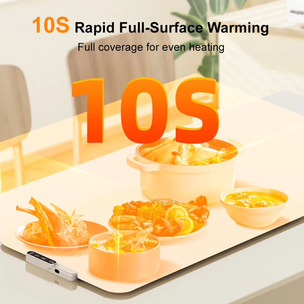Electric Food Warmer Mat Foldable Silicone Tray 6 Temp Fast Heating Plate
