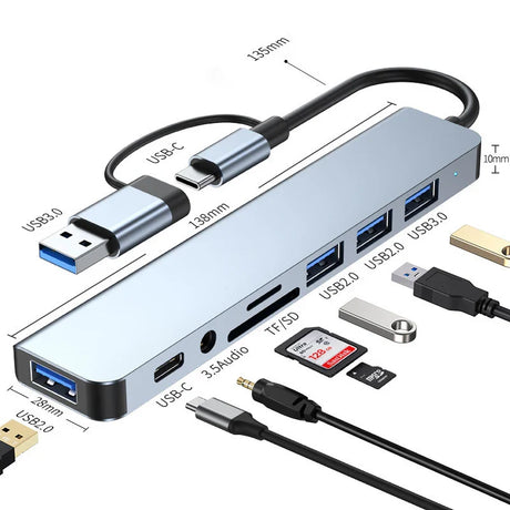 8-in-2-USB-Type-C-Hub-Docking-Station-with-Audio-Jack-Micro-SD-Adapter-Converter-USB-&-FireWire-Hubs