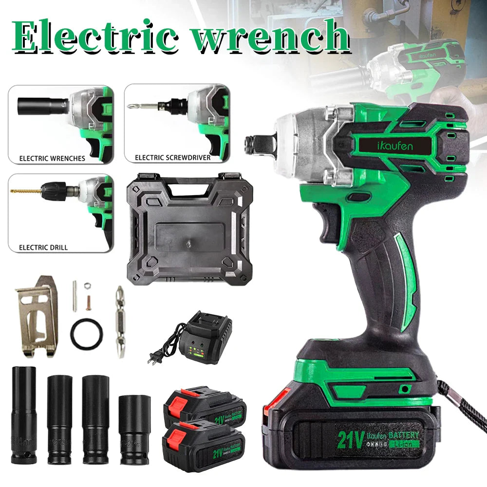 380Nm 21V Brushless Cordless Electric Wrench High Torque Impact Tool