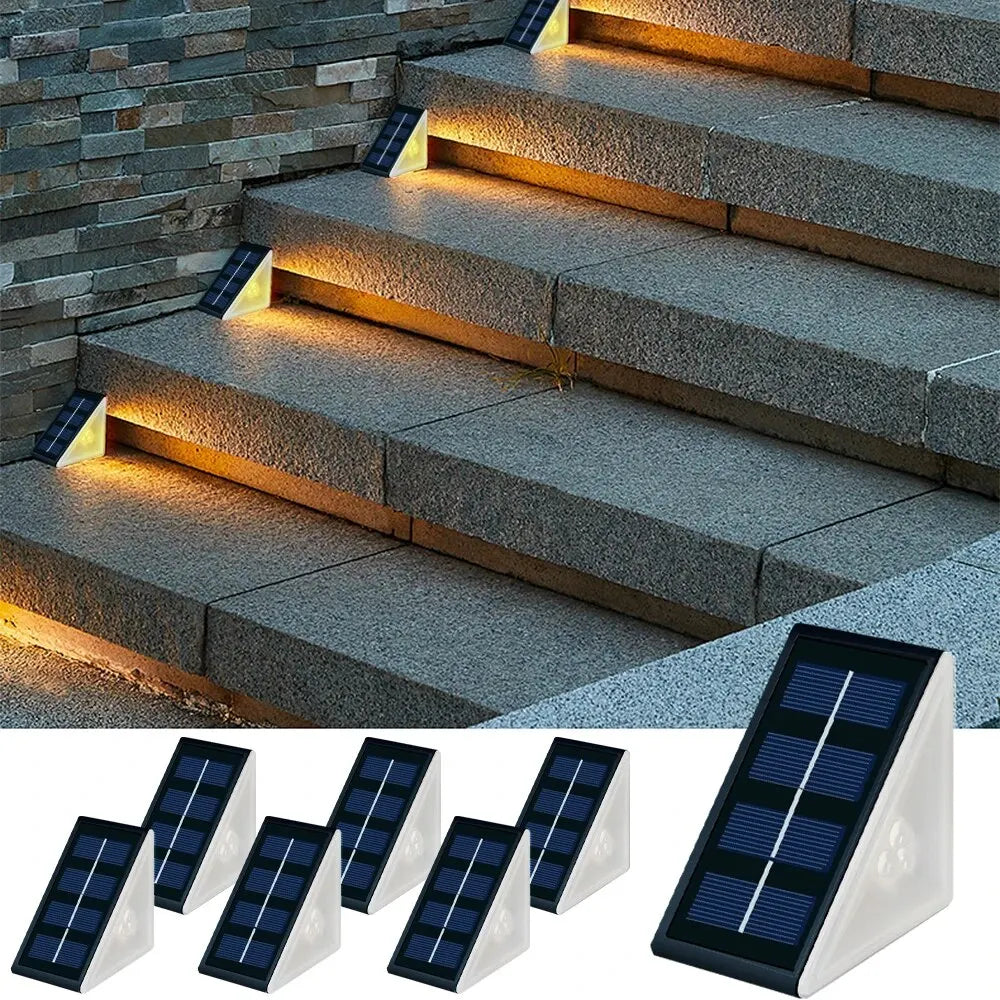 Outdoor Solar Step Lights Warm White RGB IP67 Waterproof Pathway Patio Yard